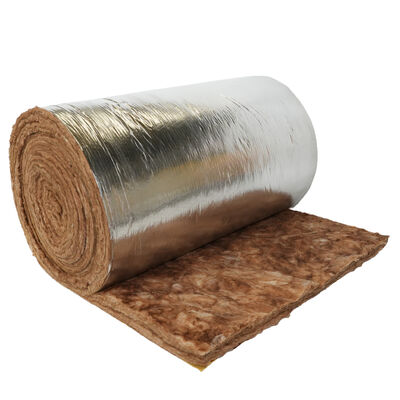 glass Insulation brown Color Sound Absorption Fiberglass Insulation Roll Glass Wool Blanket With Aluminum Foil Facing